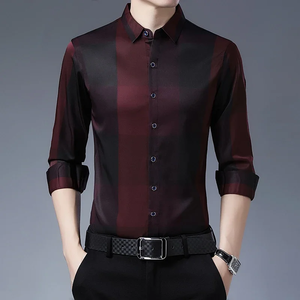 Chemise à manches longues pour homme, style business casual, à carreaux. - Product Image 1