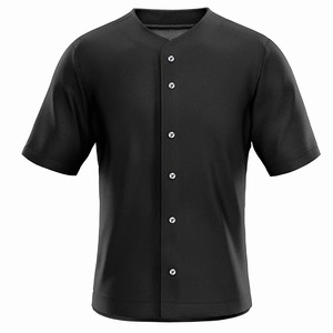 Men's Black Baseball Jersey Short Sleeve Button Front Polyester Uniform Apparel for Adults All Seasons - Product Image 5