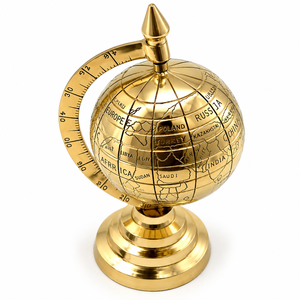 <b>Antique</b> Brass World Globe Decorative Vintage Desk <b>Ornament</b> Metal Stand Geographic Map Globe Home Office Study Library Decoration - Product Image 1