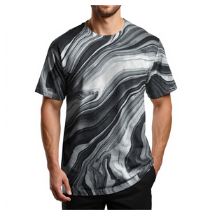 Camiseta de Hombre con Sublimación de Metal Líquido, Diseño Gráfico Abstracto, Estilo Casual y Holgado - Product Image 3