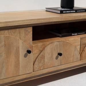 Mueble de TV de Madera Merino Vandana Novara, Consola de Entretenimiento Minimalista de Madera Sólida Moderna - Product Image 3