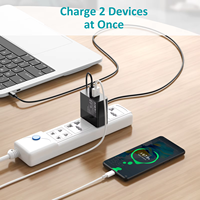 Pengisi Daya Cepat USB C GaN 65W PD 3.0 Adaptor Dinding Port Ganda dengan Kabel C ke C untuk MacBook Laptop iPhone iPad Samsung Tablet