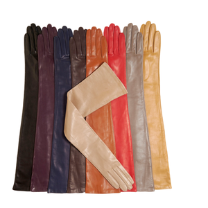 Gants longs en cuir de mouton pour femmes, doublure en soie personnalisée, anti-boulochage, confortables, respirants, pour le ski et le cyclisme en extérieur, vente en gros - Product Image 1