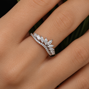 Bague de fiançailles classique en diamant taille marquise pour femme, avec bande torsadée en forme de feuille, cadeau d'anniversaire de mariage - Product Image 2