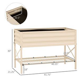 Fioriera in Metallo Zincato Efficiente per Giardinaggio con Gambe, Ripiano Portaoggetti e Rivestimento Interno - Product Image 3