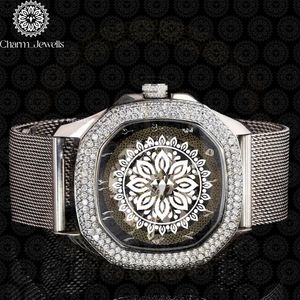 นาฬิกาข้อมือ Charm_Jewells สแตนเลสสตีลหรูหรา ขนาด 40 มม. ระบบอนาล็อก กลไกอัตโนมัติ แสดงวันที่ สำหรับผู้ชาย สไตล์วินเทจ ประดับเพชร - Product Image 1