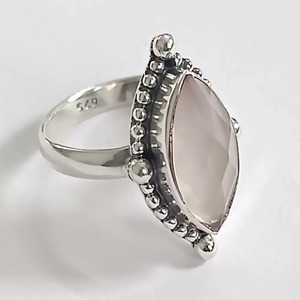 Rose <b>Quartz</b> Marquise 925 Sterling Silver Jewelry gift for her <b>Ring</b> bezel setting Handmade Rose <b>Quartz</b> Jewelry - Product Image 5