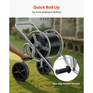 Carrello Avvolgitubo ad Alta Pressione 200/300 ft, Avvolgitubo da Giardino a Due Ruote Resistente con Rete, Lunghezza 50ft con Maniglia - Product Image 3