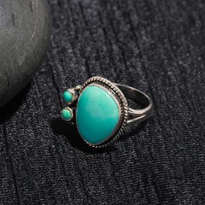 Fancy Green <b>Turquoise</b> <b>Ring</b> 925 Sterling Silver Promise <b>Ring</b> Birthstone Statement Jewelry for Anniversary At Best Price - Product Image 2