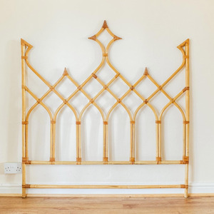 Tête de lit en rotin tressé demi-lune, taille king size, vente en gros, pour la décoration de chambre - Product Image 5