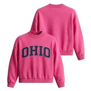 เสื้อสเวตเชิ้ตคอกลมสีชมพูสำหรับผู้หญิง ปักลายตัวอักษร Alaska ดีไซน์ลำลองสำหรับฤดูใบไม้ร่วง ผลิตจากผ้าฝ้ายถัก 100% - Product Image 6