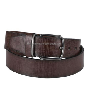 Ceinture décontractée en cuir de vachette pleine fleur fabriquée à la main pour hommes avec boucle en laiton tailles personnalisées disponibles - Product Image 5