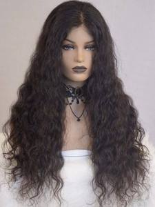 Perruque de cheveux humains longs ondulés pré-épilée, avec dentelle frontale HD transparente, effet mouillé et ondulé, noir naturel, sans colle, en cheveux vierges - Product Image 5
