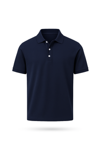 Men's <b>Navy</b> Blue Short Sleeve <b>Polo</b> <b>Shirt</b> Solid Color Pique Knitted Casual Breathable Design - Product Image 6