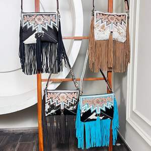 Bolso Bandolera de Cuero Genuino de Vaca con Flecos, Diseño Artesanal, para Mujer, Tendencia de Moda, Western March Expo 2026 - Product Image 4