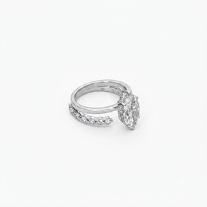 Anillo de Compromiso con Diamantes Creados en Laboratorio, Corte Marquesa y Redondo, Oro Sólido de 10K, 14K, 18K, Certificado IGI, Anillo de Boda con Engaste Personalizado - Product Image 2