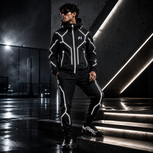 Ensembles deux pièces réfléchissants personnalisés pour hommes, style streetwear, coupe-vent, sublimation personnalisée, veste zippée en nylon pour hommes - Product Image 2