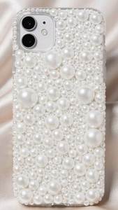Coque de téléphone brodée de perles et de feuilles d'argent, 100% qualité supérieure, motif personnalisé, élégante, faite à la main, avec perles de rocaille - Product Image 1
