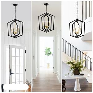 Lampadario moderno 4 luci per sala da pranzo 18.11 \ "oro nero opaco lampada a sospensione in stile industriale per agriturismo - Product Image 4
