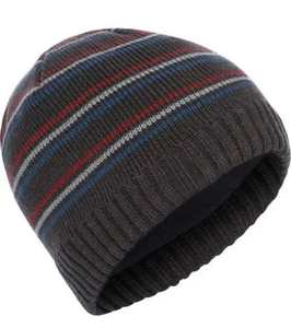 Bonnet en laine jacquard noir uni sans revers pour homme, qualité supérieure, collection automne-hiver, en vente - Product Image 1