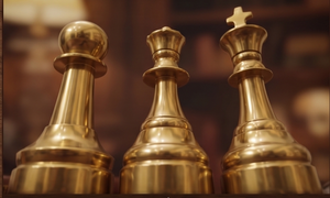 Chess Piece Sculpture Decorative Items Metal High Quality Aluminum Gold Plating Nautical Style <b>Table</b> Accent 3 pcs Marble Base - Product Image 5