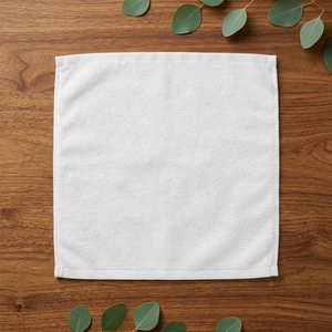 ผ้าเช็ดหน้าคอตตอนแท้ ซึมซับดี เป็นมิตรกับสิ่งแวดล้อม 550 GSM ขนาด 12x12 นิ้ว สีขาวล้วน สำหรับใช้ในบ้าน โรงแรม ฟิตเนส สปา ร้านเสริมสวย - Product Image 1