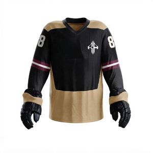 Ice Hockey Uniform Set With Heat Transfer Printing V-Neck Collar Elastic Waist 100% Polyester Material High Quality for Men's - Product Image 6