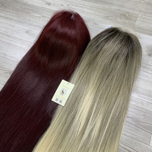 Wholesale Small Knots Customized Full Cuticles Aligned Balayage Vietnamese Human <b>Hair</b> Wigs Straight Swiss 5x5 HD Lace Front Wig - Product Image 4