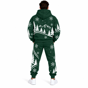 High Quality <b>Men</b> <b>Christmas</b> Tracksuit Graphic Printed Hoodie Sweatpants Set Solid Colour Custom <b>Men's</b> Holiday Jogger <b>Suit</b> - Product Image 2