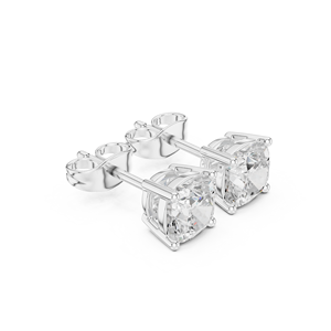 Solid 14k White Gold Stud Earrings Comes With Brilliant <b>Cushion</b> Cut Prong Setting Custom Stud Lab Diamond Earring For Women - Product Image 3