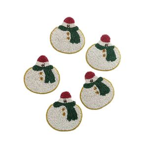 Artisan Christmas Embroidered Seed <b>Beaded</b> Drink <b>Coasters</b> Customized Holiday Table Decor Accessories For Home Cafe And Hotel Use - Product Image 4