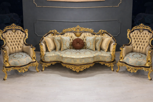 Antique <b>Gold</b> Finish Living Room Furniture Classic <b>Sofa</b> Set With High Gloss High Gloss Fabric Tufted <b>Sofa</b> Set <b>Sofas</b> Australia - Product Image 3