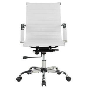 Sedia da Ufficio Ergonomica in Pelle PU con Schienale Scanalato, Altezza Regolabile, Bianca, per Adolescenti e Adulti - Product Image 2