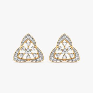 Nombre del producto: Pendientes de tuerca con diamantes cultivados en laboratorio de oro amarillo en forma de triple triángulo - Product Image 1