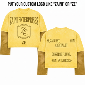 เสื้อเชิ้ตผู้ชายพรีเมียม 280 GSM ผ้าฝ้ายสองชั้น สีเหลืองตัดต่อ แขนยาว พิมพ์ลายโลโก้ตามสั่ง สไตล์สตรีทแวร์ ทรงโอเวอร์ไซส์ - Product Image 1