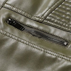 Chaqueta de cuero para hombre estilo bomber, chaqueta de cuero genuino con acabado suave, cremallera segura y bolsillos laterales. - Product Image 5