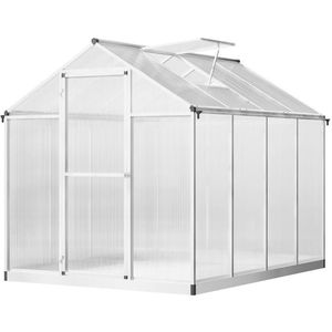 Serre de jardin en polycarbonate 8 L x 6 W avec aération de toit, serre d'hiver pour hobby avec gouttière pour la ventilation du jardin - Product Image 1