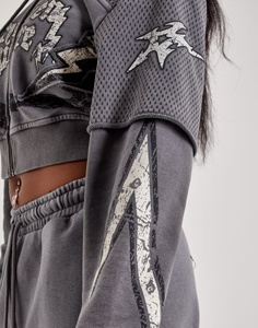 Sudadera con capucha y cremallera completa para mujer, estilo urbano, manga larga, forro polar, ropa deportiva de invierno, talla grande - Product Image 3