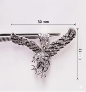 Collier Hip-Hop pour Homme en Argent Sterling 925 Massif avec Pendentif Aigle Plaqué Rhodium et Moissanite – Bijou Audacieux et Symbolique de Force Patriotique - Product Image 3