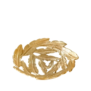 Assiette décorative et plateau de rangement de style nordique avec feuille gravée dorée – Support de bague et rangement en métal pour table de toilette. - Product Image 4