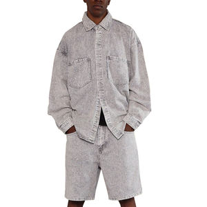 Nouveauté été : ensemble homme en jean, short et t-shirt à manches courtes, col rond, deux pièces imprimées - Product Image 1