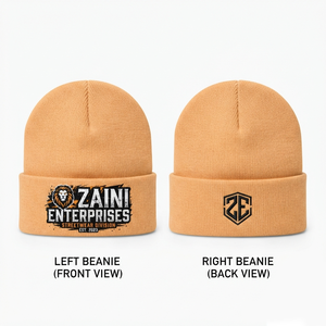 Bonnet pour homme en acrylique premium 300 GSM, tricoté, doux et chaud, avec revers côtelé, couleur camel, impression de logo personnalisé, broderie, OEM ODM - Product Image 1