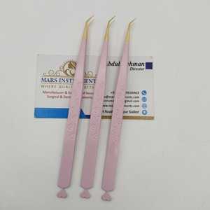 Pink Color Eyelash Tweezers With Heart Pattern Smooth Tip <b>Precision</b> <b>Tools</b> For Lash Extensions - Product Image 3
