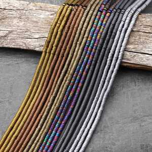 Natural Matte <b>Hematite</b> Small Spacer Beads Silver Gold Bronze Rainbow Champagne Black 15.5 Inch Strand Jewelry Making ZUBEDA GEMS - Product Image 4