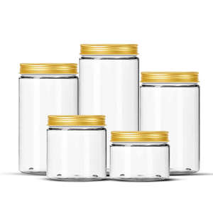 Frascos Redondos de Plástico PET Transparente con Tapa, Personalizables, para Almacenamiento de Galletas, Dulces, Gelatina y Alimentos - Product Image 1