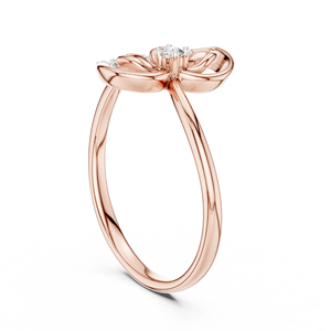 Anillo de Diamante Cultivado en Laboratorio con Pétalos Únicos, Chapado en Rodio Clásico, para Mujer, Oro Rosa Sólido de 18 Quilates, para Compromiso, Boda, Fiesta, San Valentín - Product Image 3
