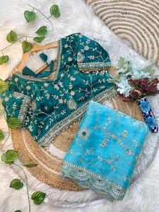 Sari de Fiesta de Satén Royal Fendy, Elegante Sari con Borde Aarco, Sari de Satén Fendy con Trabajo Jhal, Sari de Diseñador Premium, Prenda de Lujo para Fiestas - Product Image 1