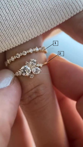 แหวนสัญญาคลาสสิกมินิมอลที่ตัดเป็นกระจุกทรงกลมหลายรูปทรงกลมสีเงินสำหรับงานหมั้นหรืองานแต่งงานเป็น925 - Product Image 2