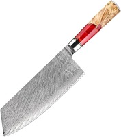 Viking Art Ambidextrous Cleavermes Damascus Staal Chinees Koksmes Professioneel Slagermes Scherp Vlees Groente Keukenmes
