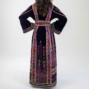 Robe Thobe Arabe Élégante en Lin pour Femme, Légère, Respirante, Modeste, Longueur Cheville, Imprimé Floral, Manches Longues, Coupe Ample - Product Image 4